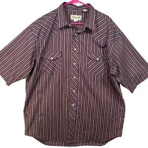 Sunweave Men's Shirt Size 2XL Stripe Button Up Short Sleeve Pearl Snap EUC
